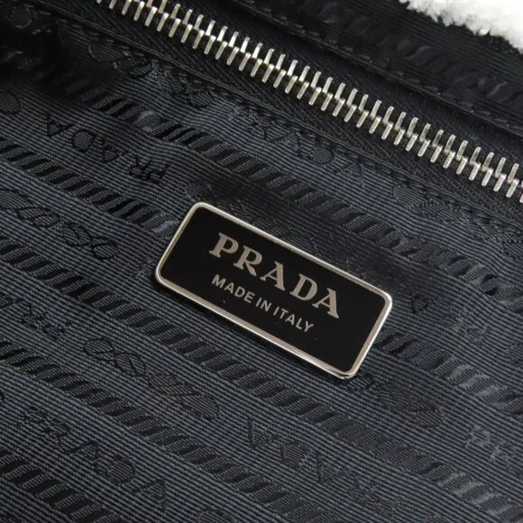 Prada 1 Bg130 Spugna Polyester Cowhide Triangle Logo Soft Terry Leta Ring Logo - Picture 11 of 12